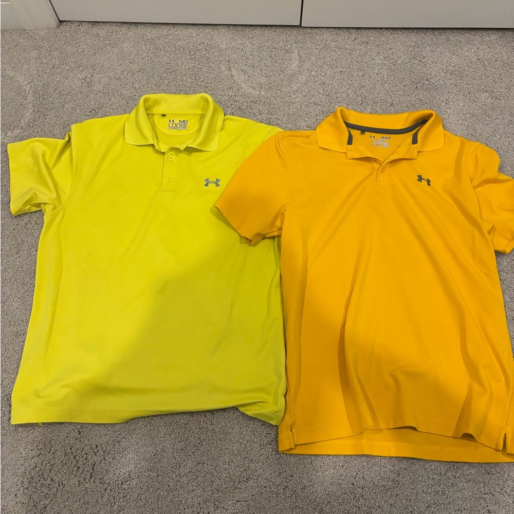 Under Armour mens Yellow and Orange Polo Shirts